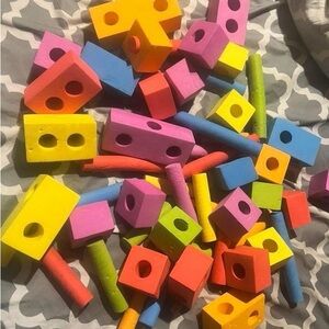 Colorful Wooden Threading Beads Set for Kids - Multicolor